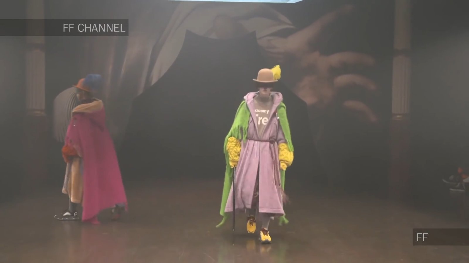 Hours earlier, Valentino showed pieces printed with the same Takahashi collage of Edgar Allan Poe and UFOs. Tim Blanks called this kind of collaboration unprecedented in fashion.