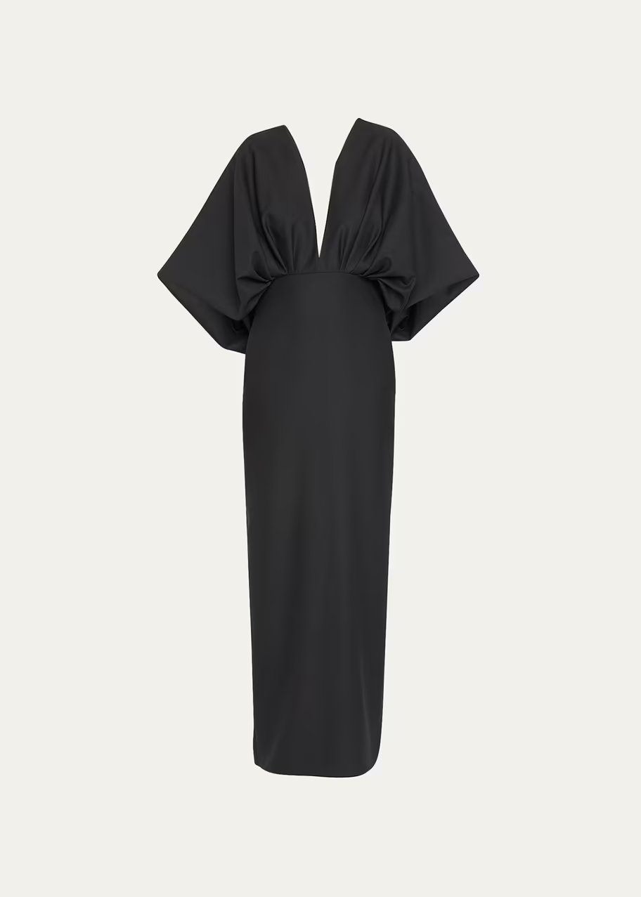 The Row Abinhav Gathered Wool Column Dress