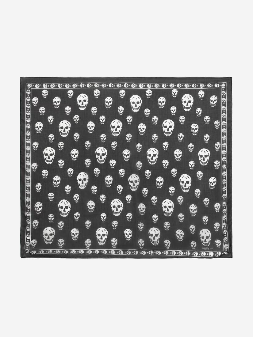 McQueen Classic Silk Skull Scarf in Black