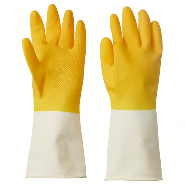 IKEA RINNIG Cleaning gloves, bright yellow/off-white, Meaker