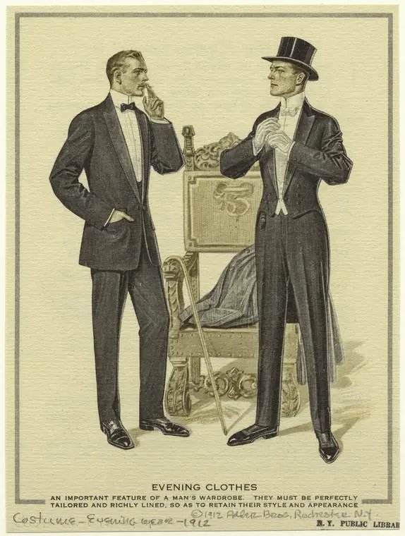 American financier James Brown Potter was invited to the Prince of Wales's estate, Sandringham, in 1886 and brought a short evening jacket home., Griswold Lorillard, son of Tuxedo Park's founder, shocked the 1886 Autumn Ball by showing up in a tailless coat., Tuxedo Club founders had been customers of the jacket's original London tailor since the 1860s and adopted the style years earlier.