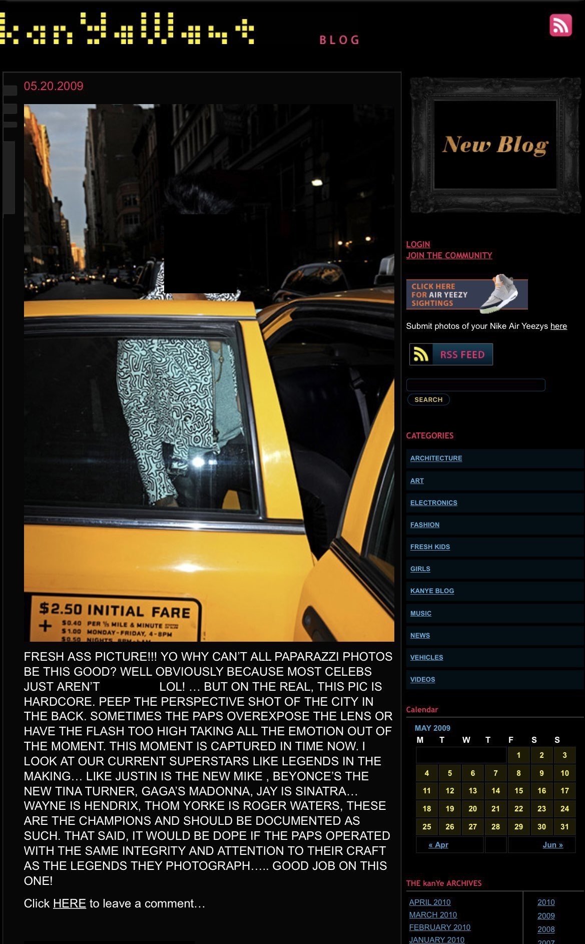 Who was Kanye West talking about in this 2009 blog post?